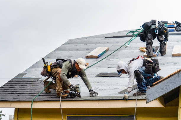 Professional Gutter Installation technician working in Amherst, TX